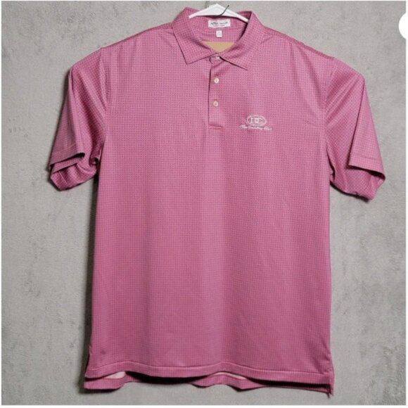 Peter Millar Polo Shirt Mens Large Pink Blue Summer Comfort Golf DC Country Club - Picture 1 of 10